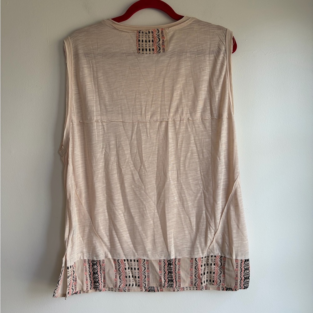 POL Beige Cotton Blend Sleeveless Boho Shirt Size M - Picture 4 of 6